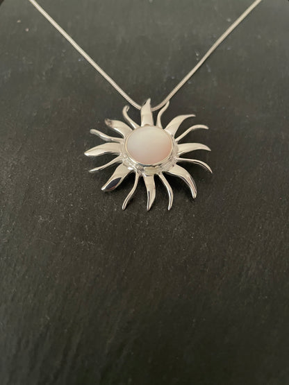 Mother of Pearl and Silver Sun Pendant image 1