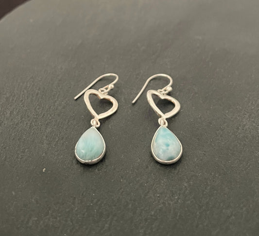 Larimar Heart Earrings image 1