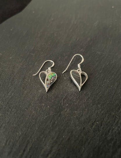 Paua Shell Heart Earrings image 1