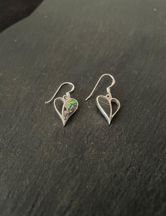 Paua Shell Heart Earrings image 1