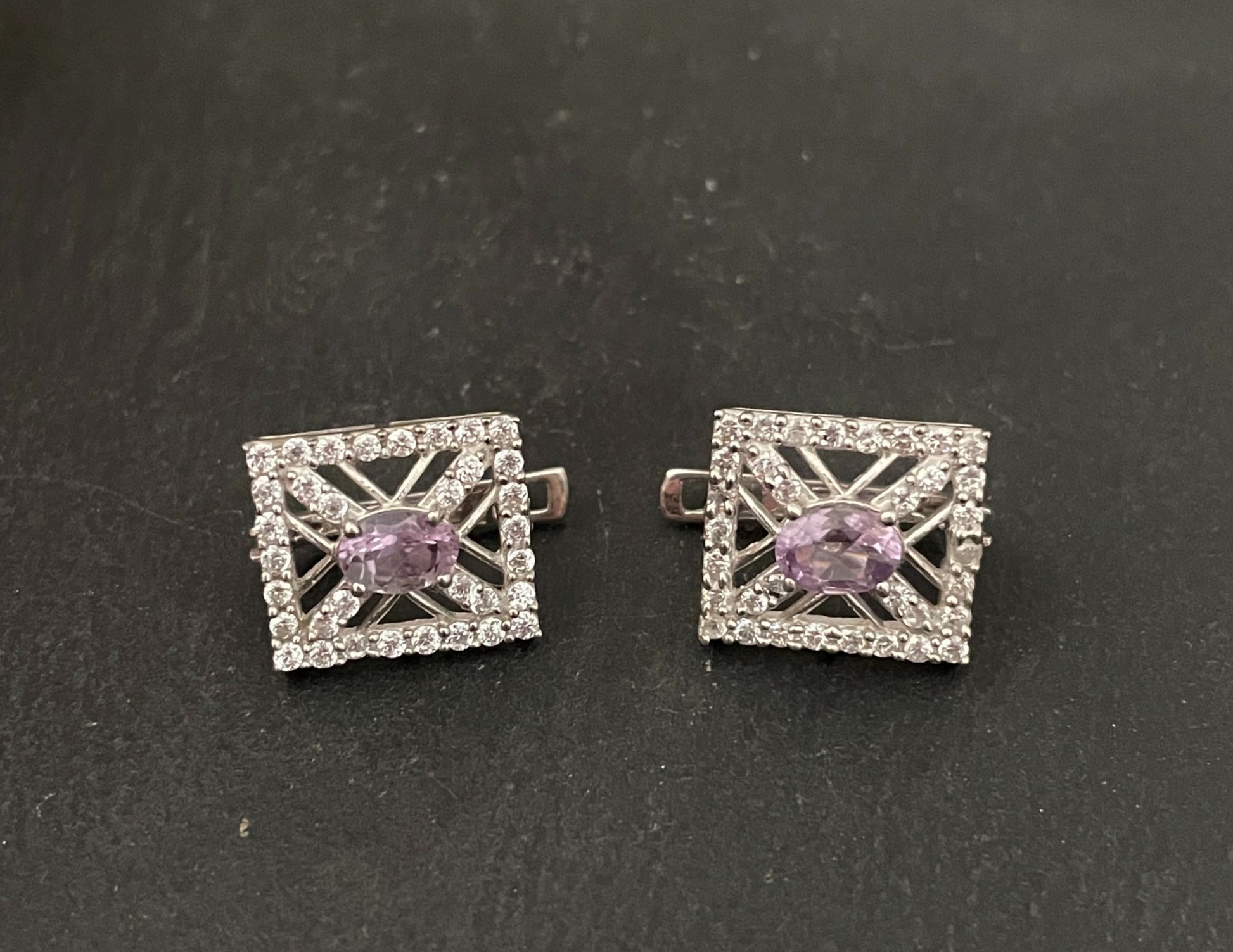 Amethyst and Cubic Zirconia Stud Earrings image 0