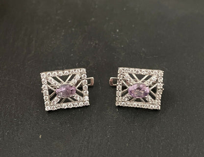 Amethyst and Cubic Zirconia Stud Earrings image 0