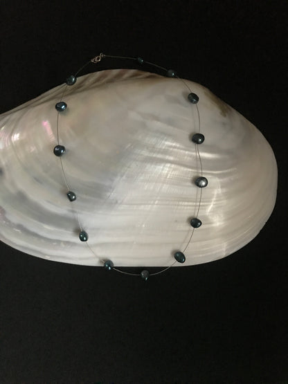 Dark Blue Pearl Necklace image 1