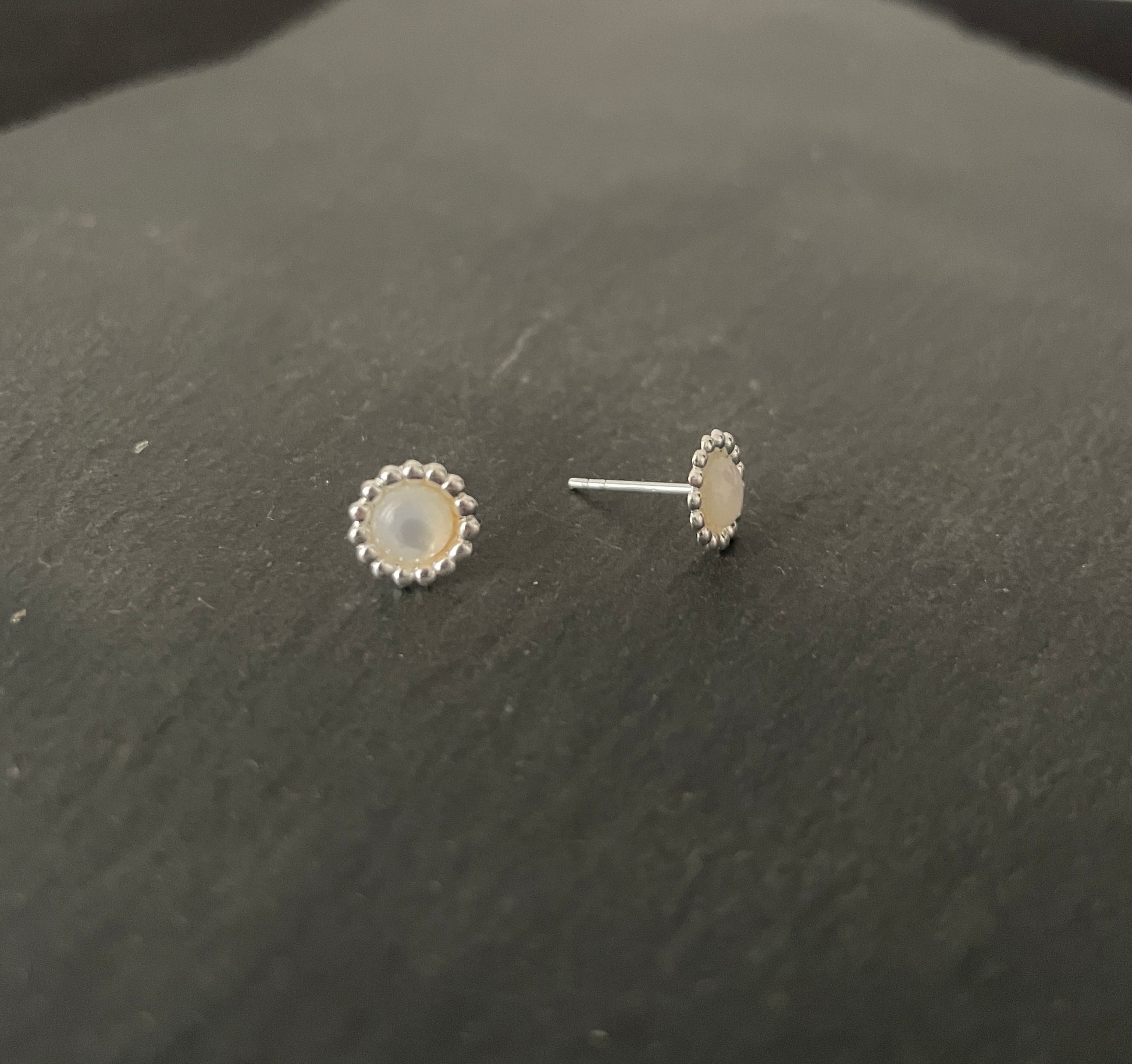 Mother of Pearl Round Stud Earrings image 1