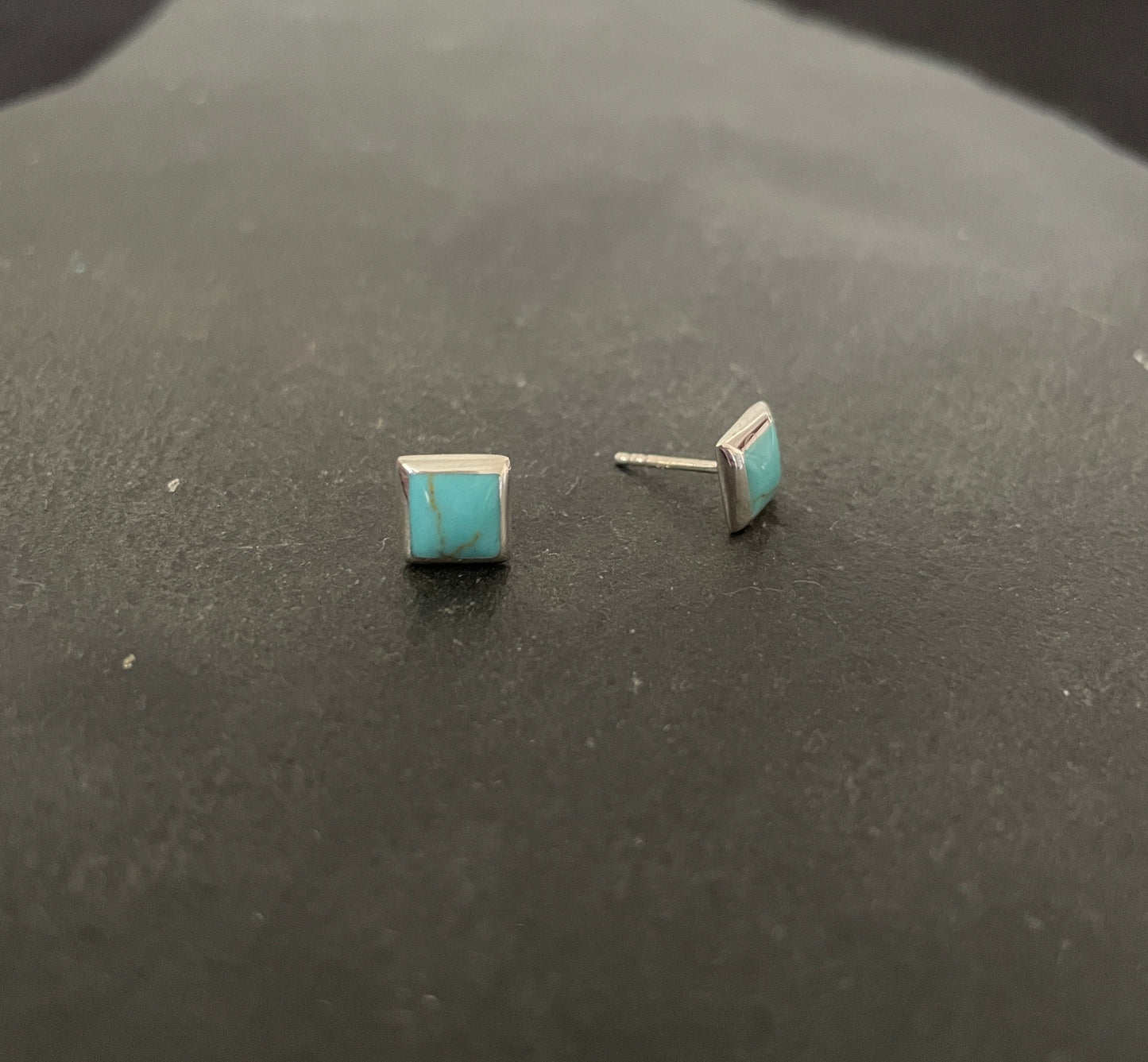 Turquoise Square Stud Earrings image 1