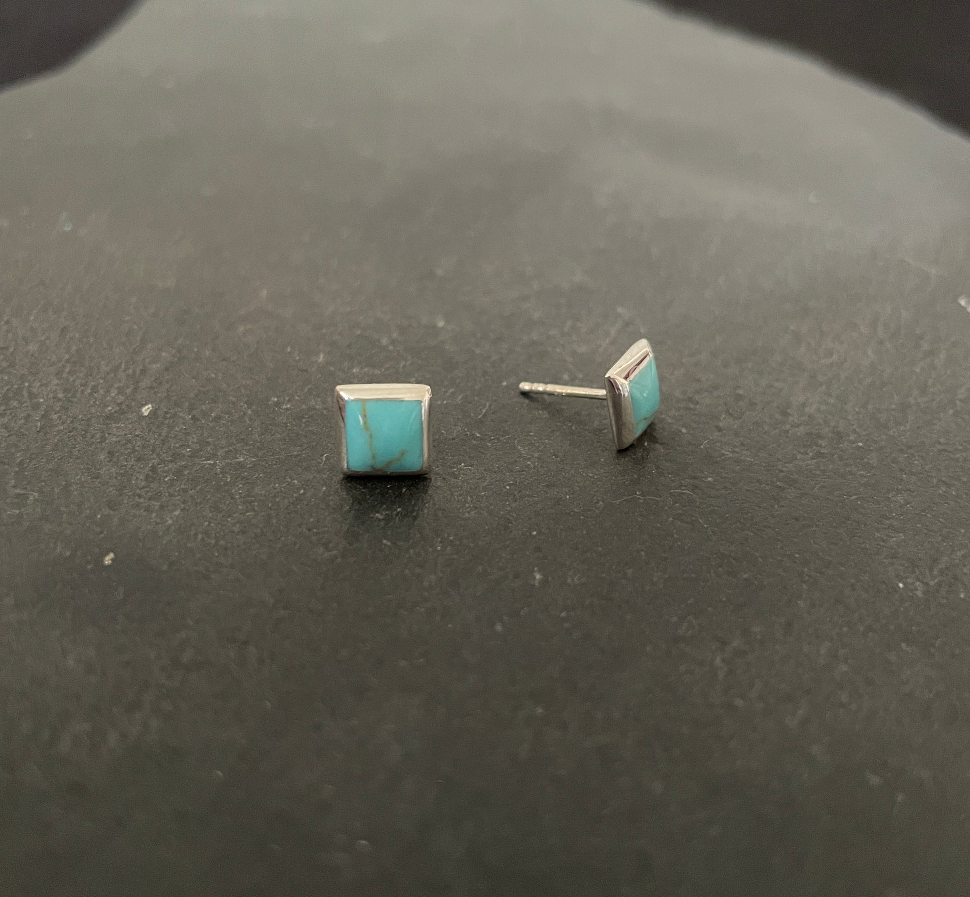 Turquoise Square Stud Earrings image 1