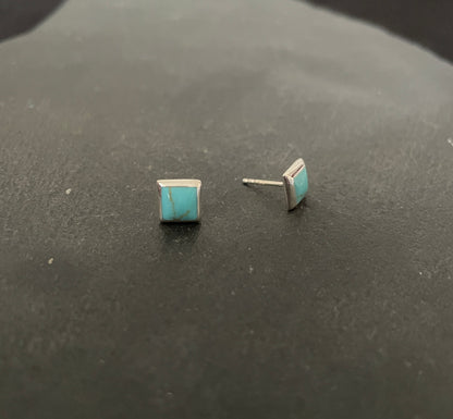 Turquoise Square Stud Earrings image 1