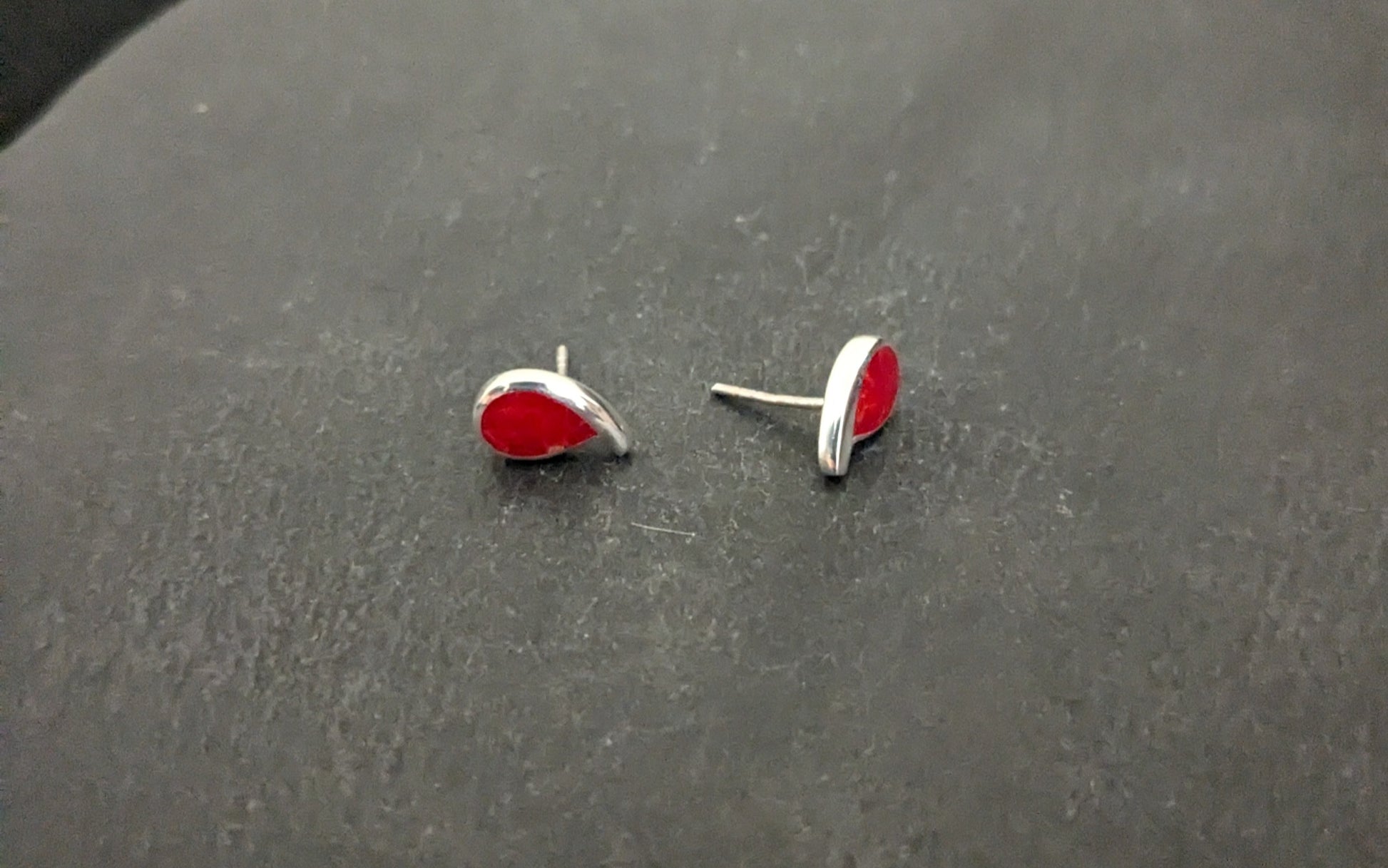 Coral Teardrop Stud Earrings image 1