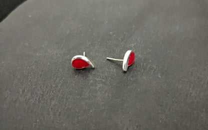 Coral Teardrop Stud Earrings image 1