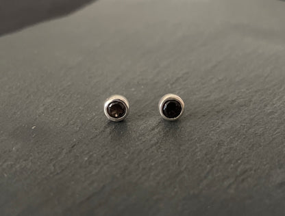Smokey Quartz Round Studs image 0