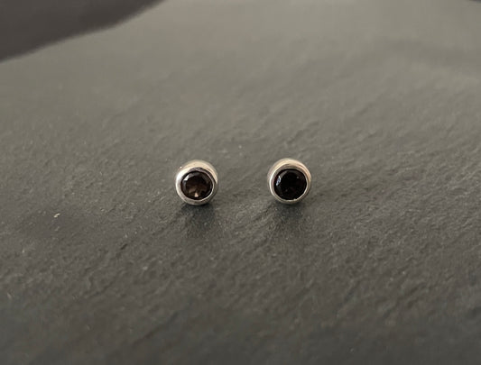 Smokey Quartz Round Studs image 0