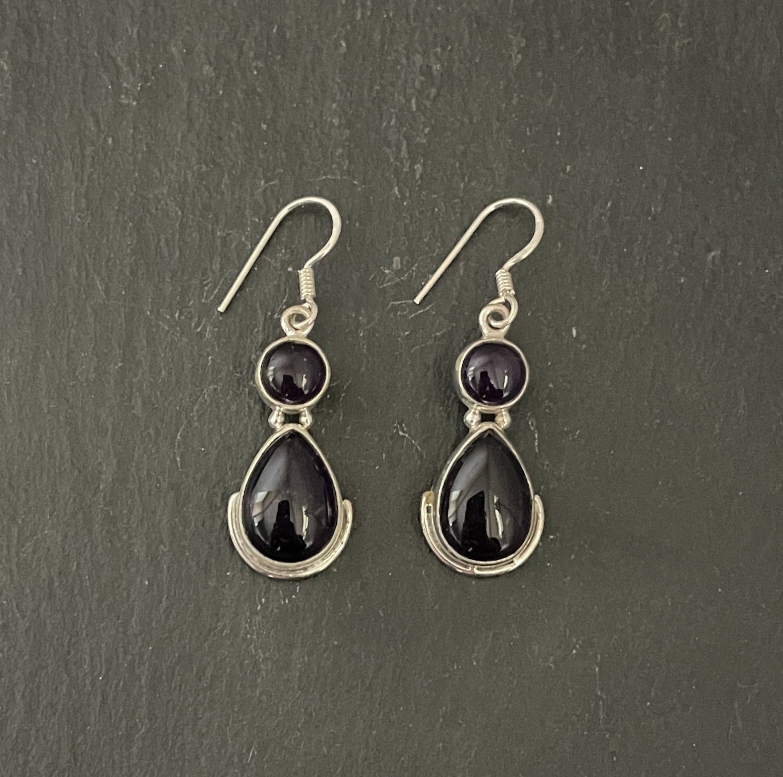 Amethyst Cabochon Drop Earrings image 0