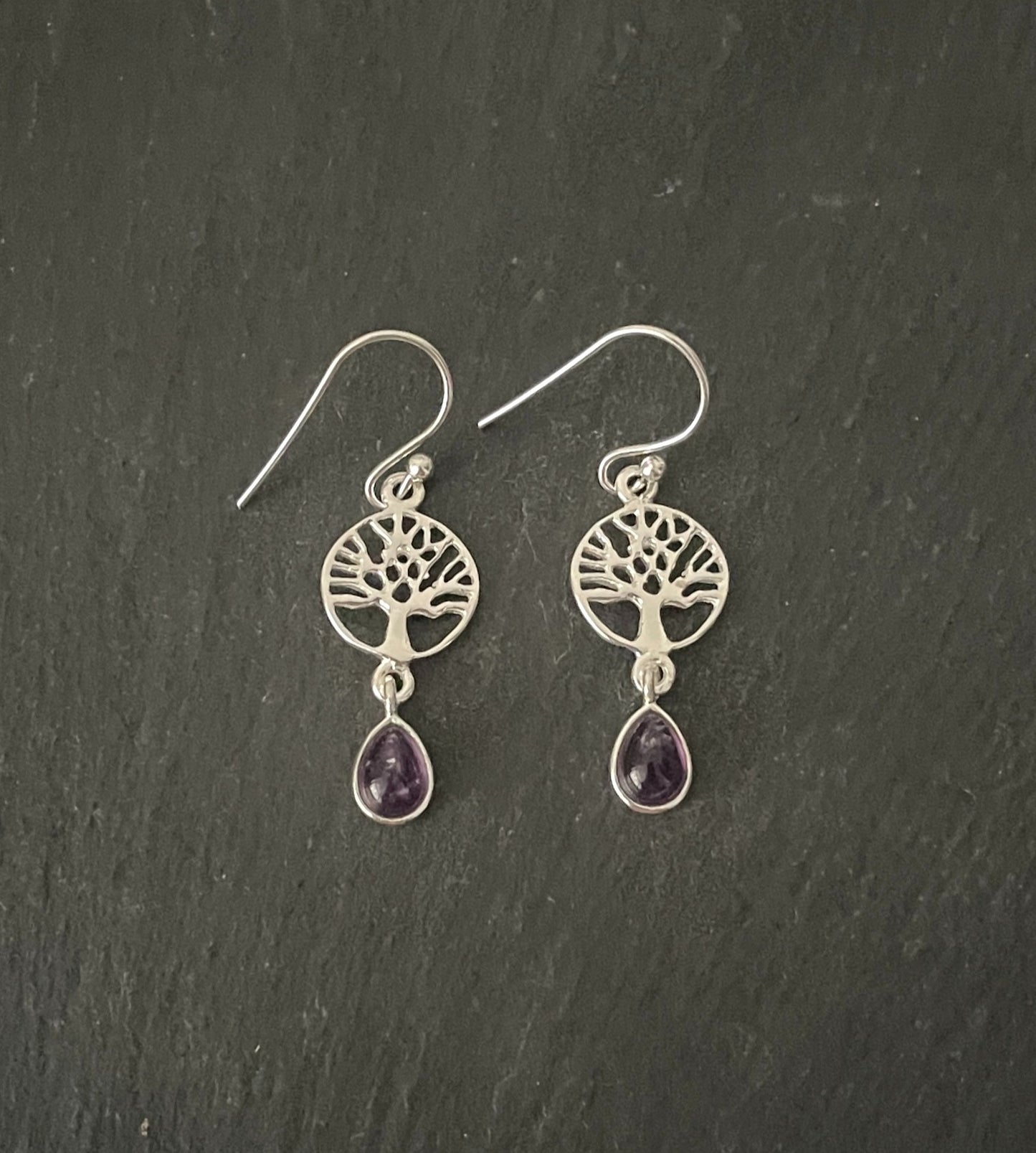 Amethyst Tree of Life Earrings image 0
