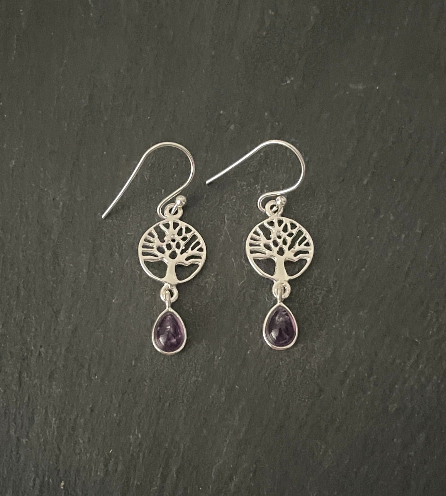 Amethyst Tree of Life Earrings image 0