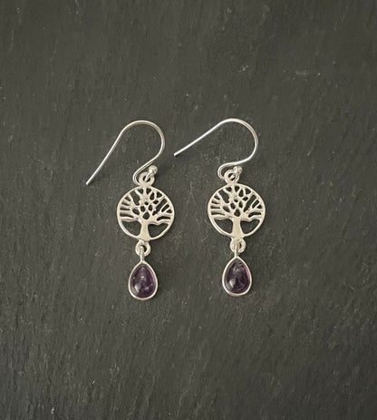 Amethyst Tree of Life Earrings image 0