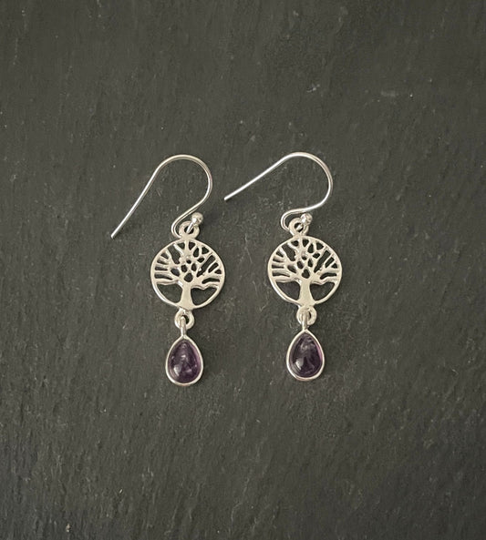 Amethyst Tree of Life Earrings image 0