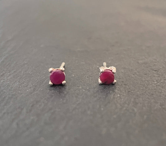 Round Ruby Studs image 0