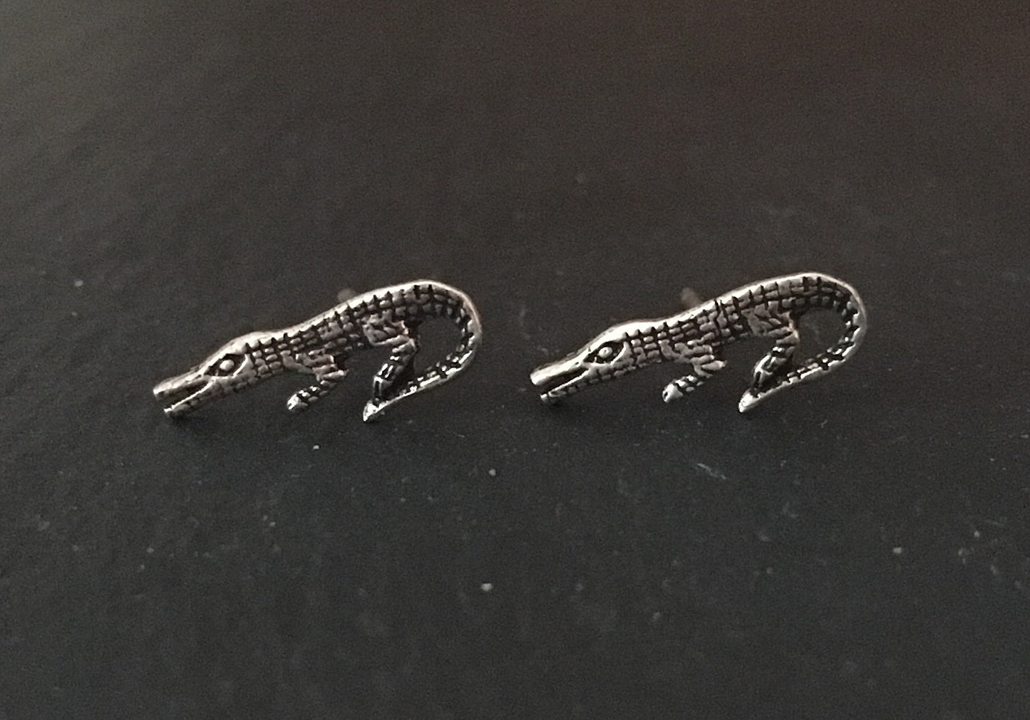 Silver Corcodile Stud Earrings image 0