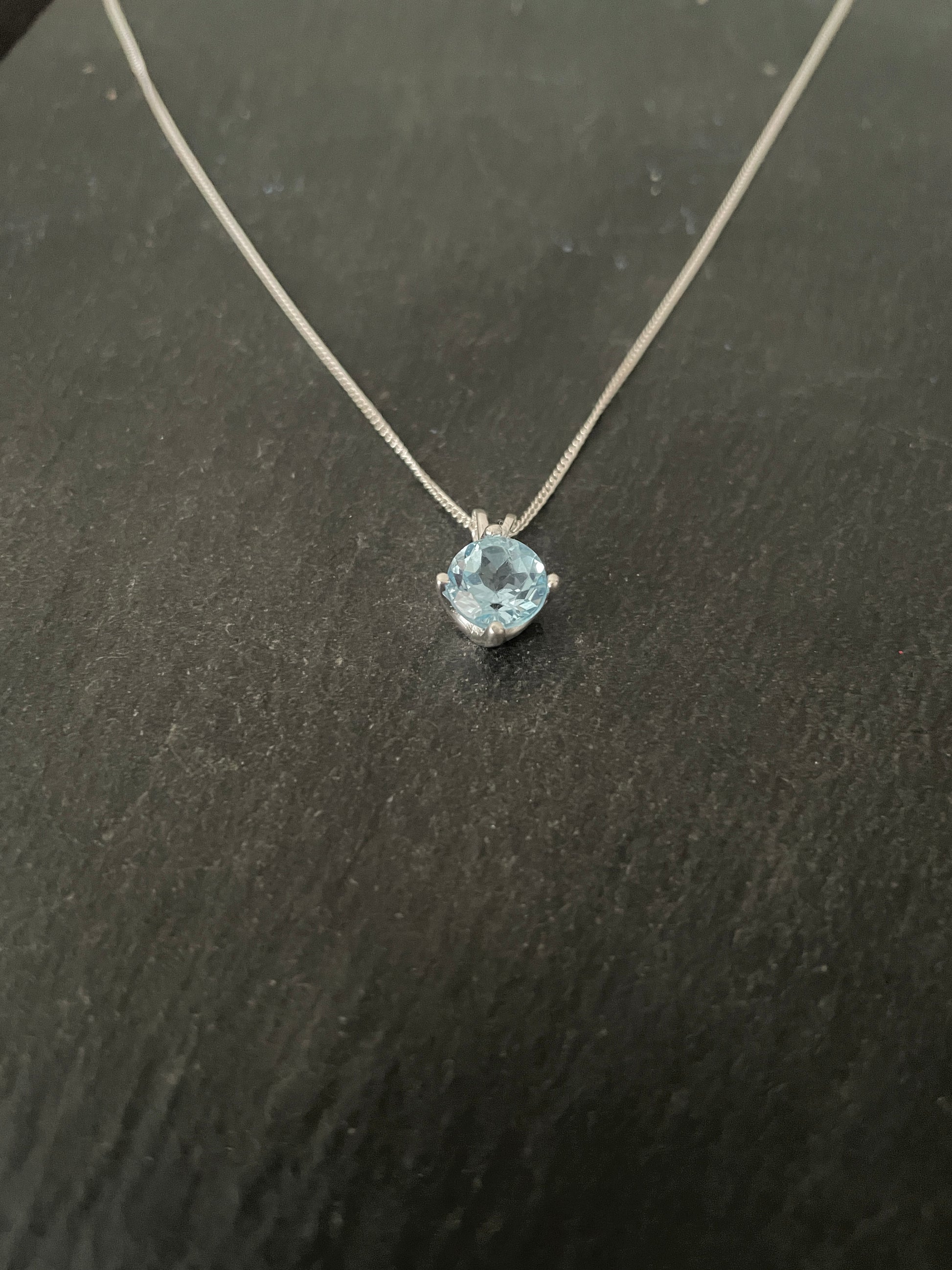 Round Blue Topaz Pendant image 1