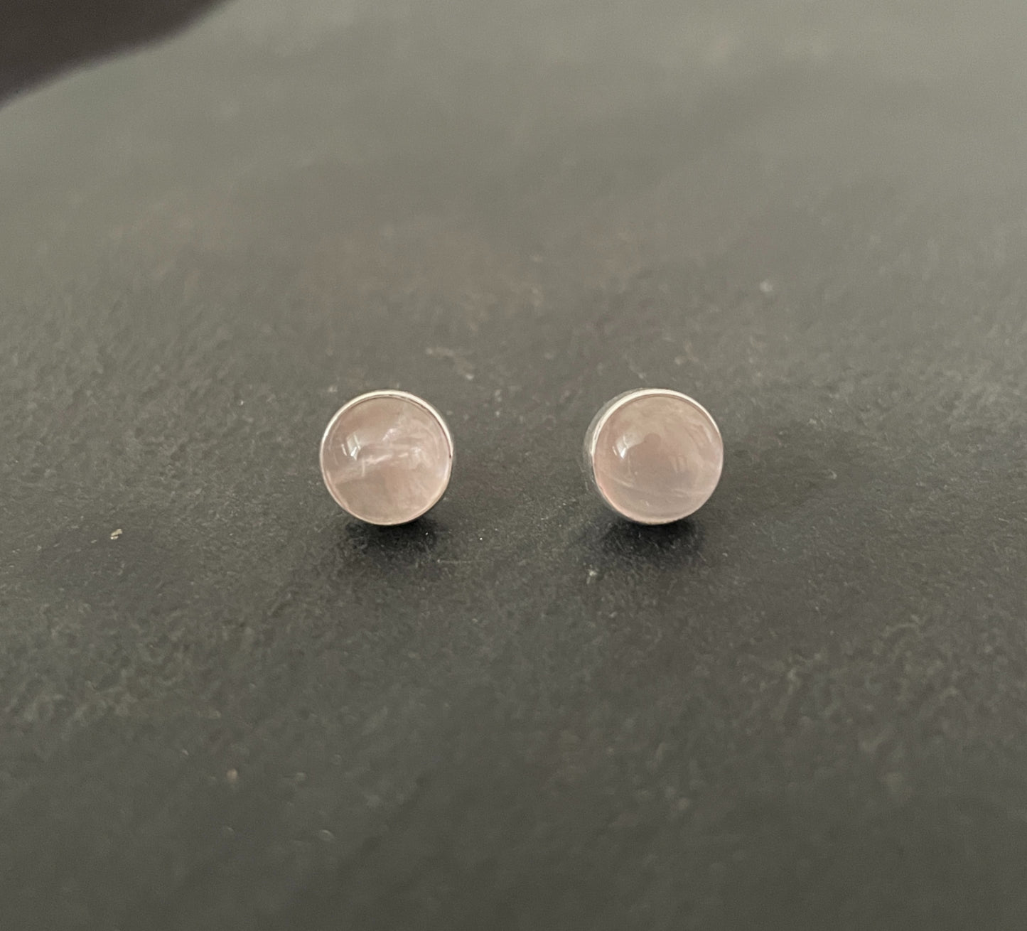 Round Rose Quartz Studs image 0