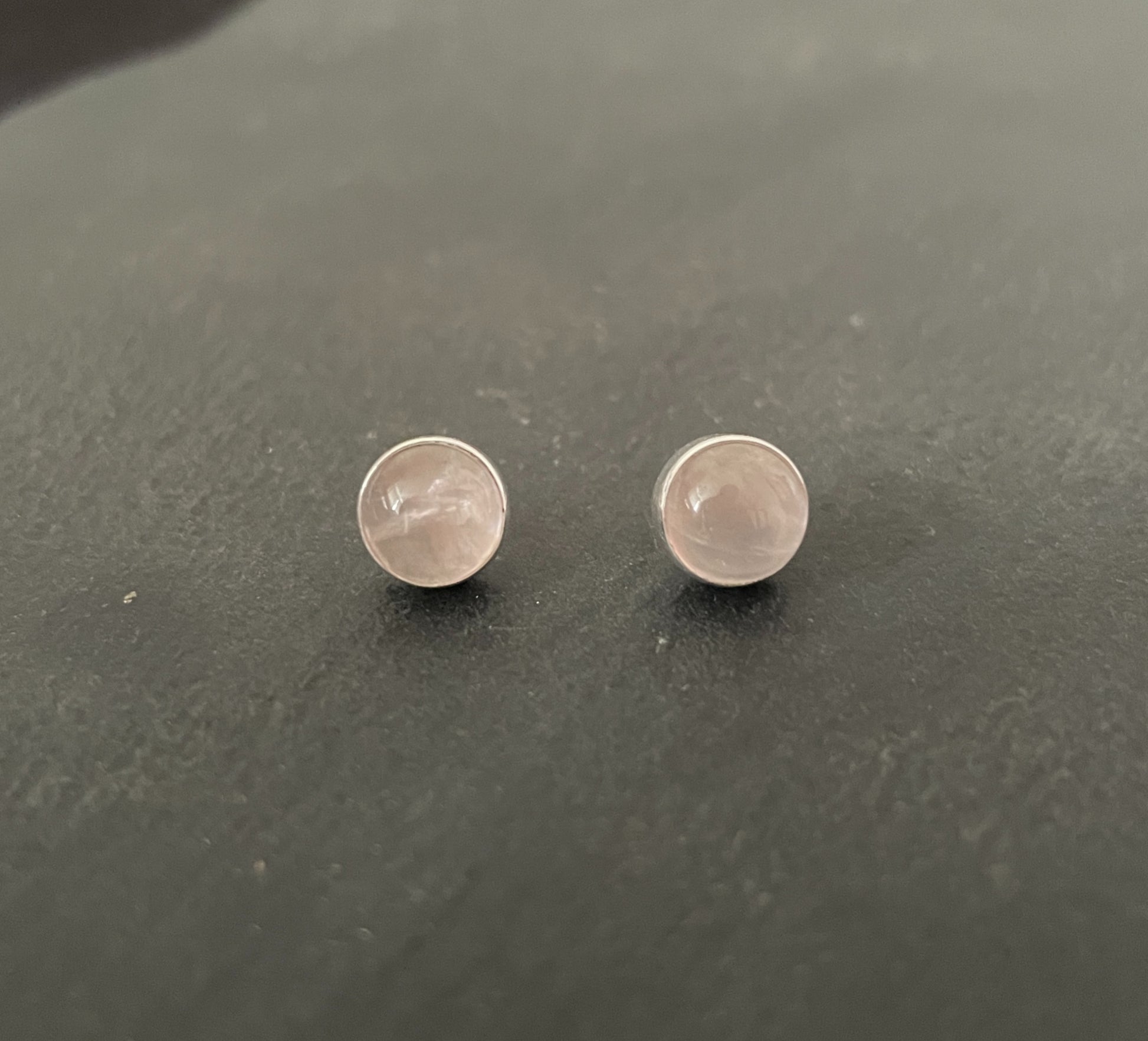 Round Rose Quartz Studs image 0