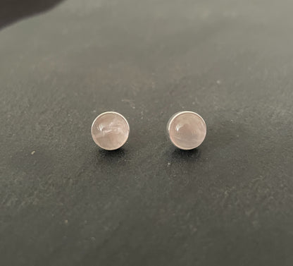 Round Rose Quartz Studs image 0