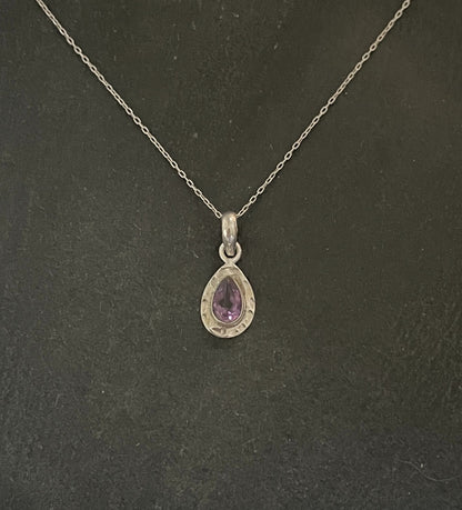 Amethyst and Silver Teardrop Pendant image 0