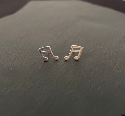 Silver Music Note Studs image 0