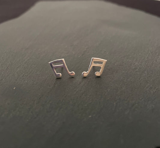 Silver Music Note Studs image 0