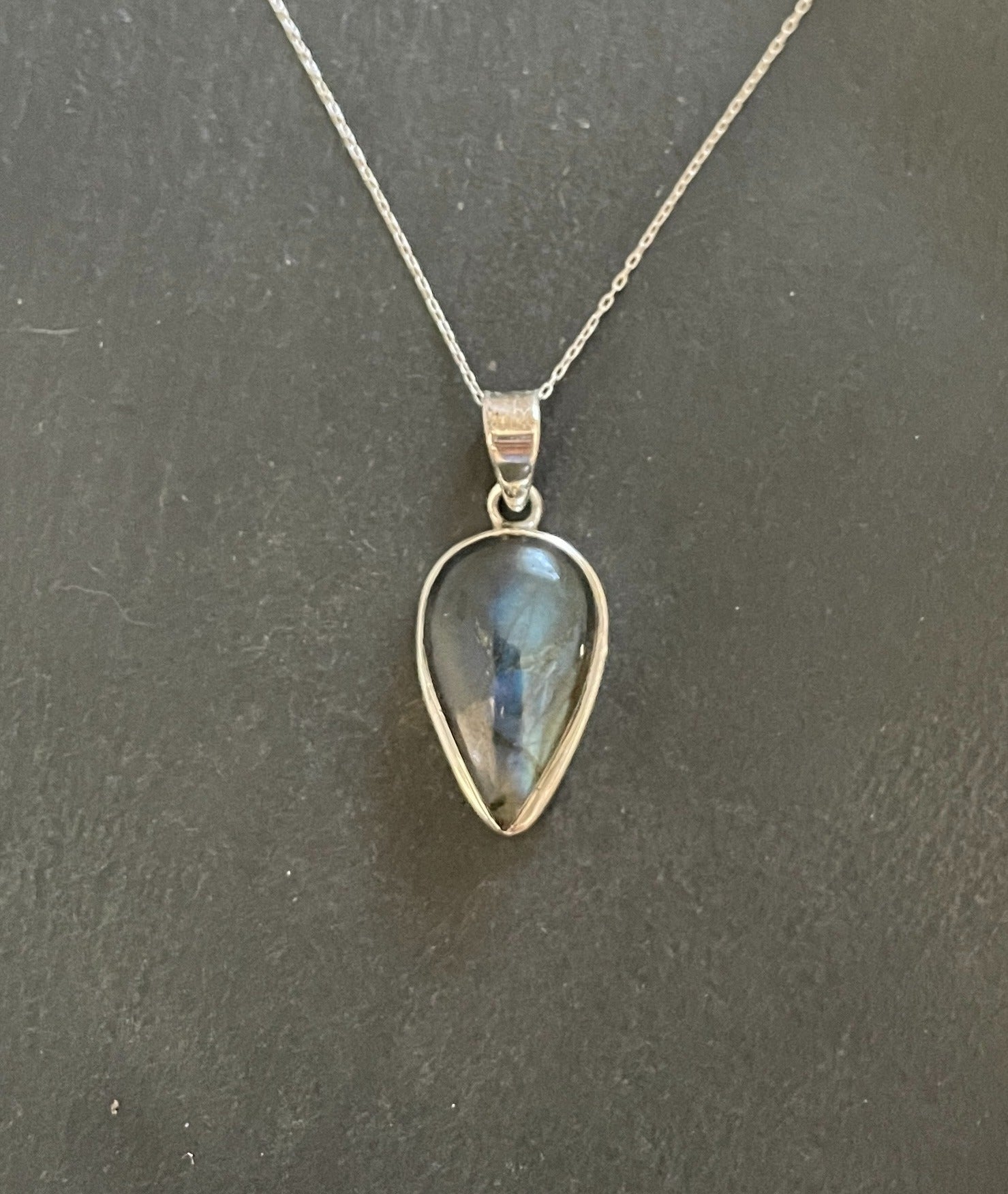 Labradorite and Silver Teardrop Pendant image 0