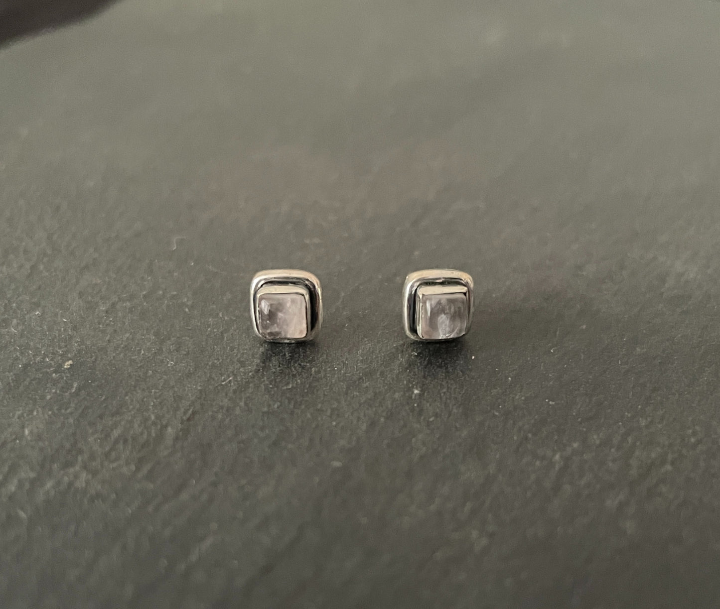 Rose Quartz Square Studs image 0