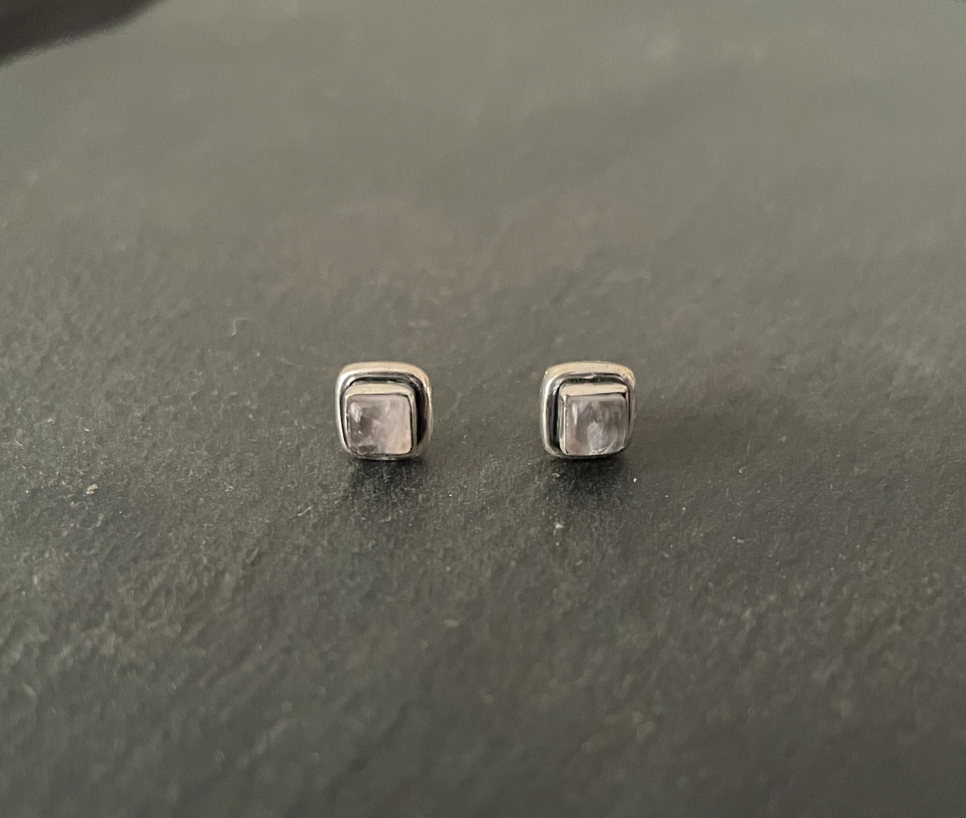 Rose Quartz Square Studs image 0