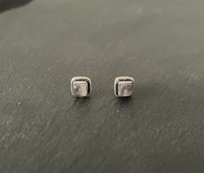 Rose Quartz Square Studs image 0