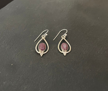 Ruby and Silver Teardrop Earrings image 1