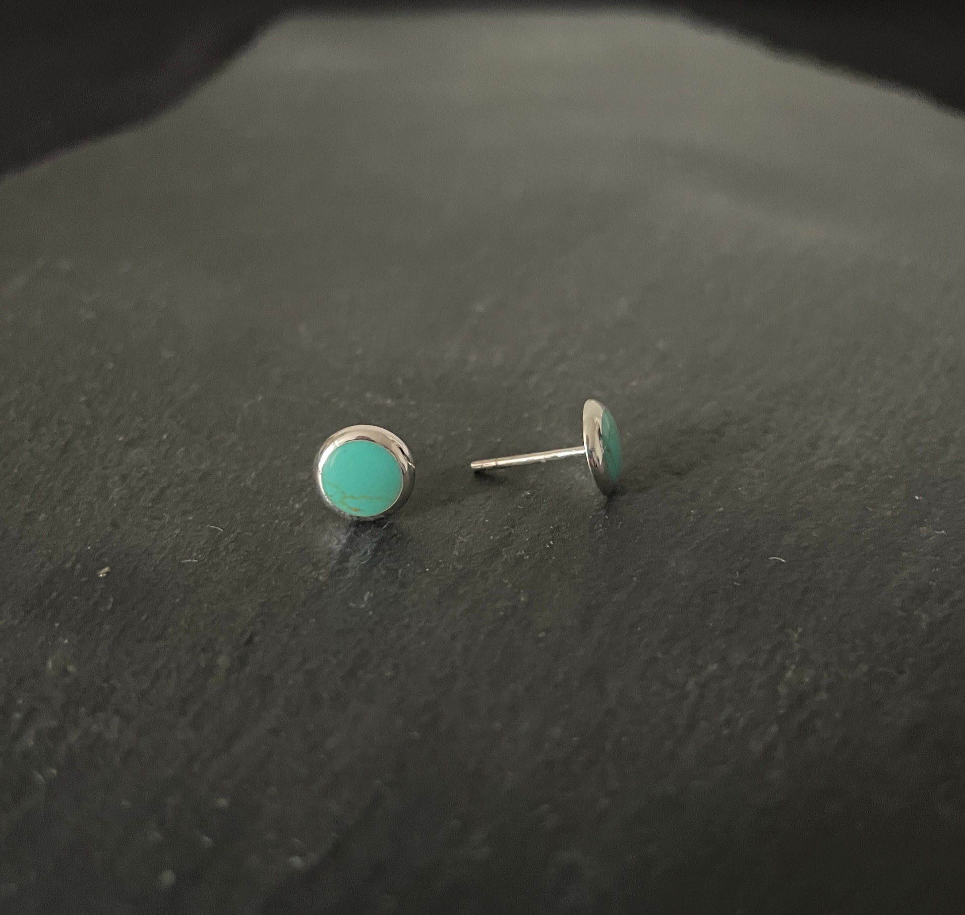 Turquoise and Silver Round Studs image 1