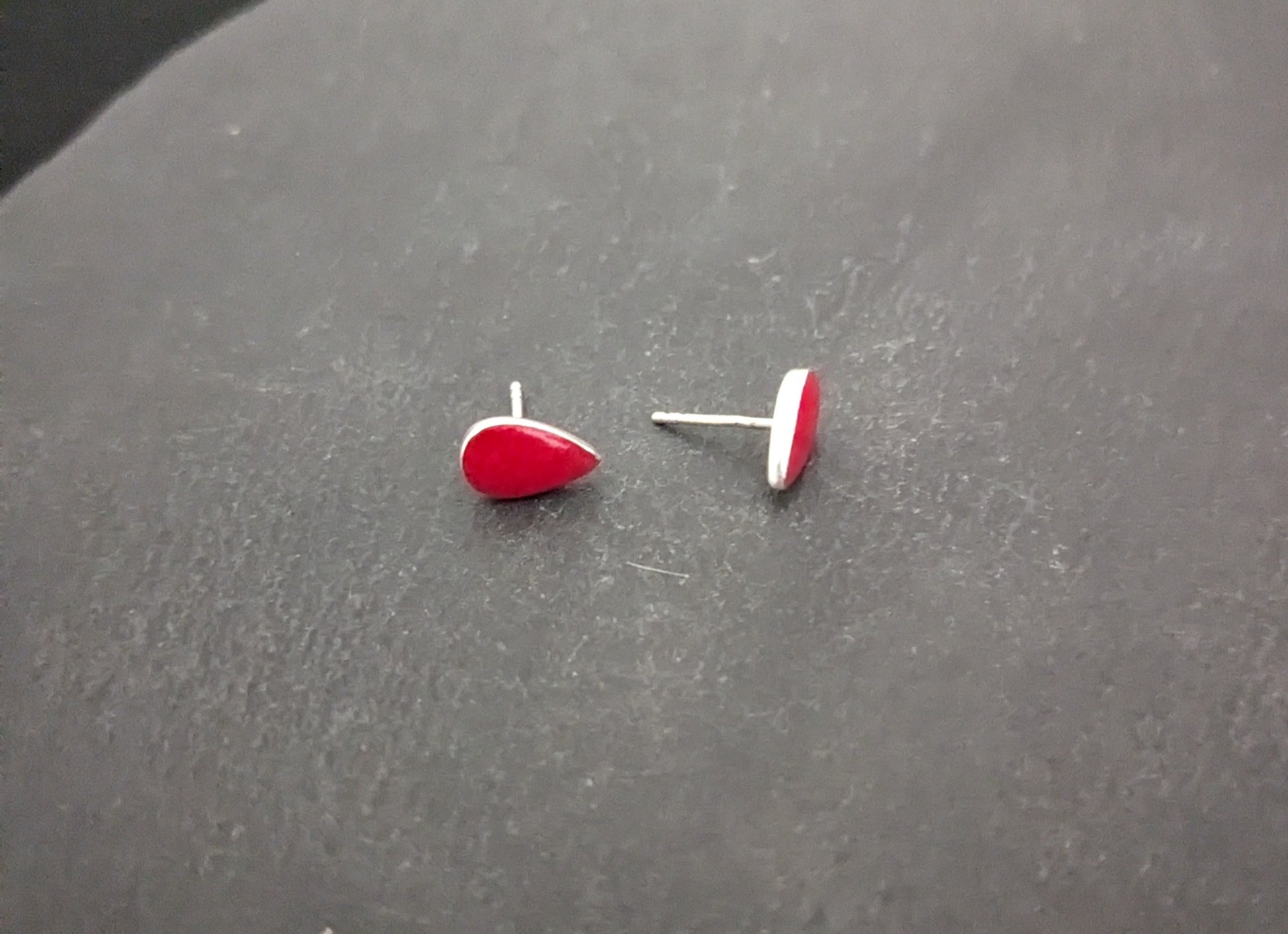 Coral Teardrop Stud Earrings image 1