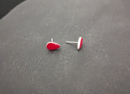 Coral Teardrop Stud Earrings image 1