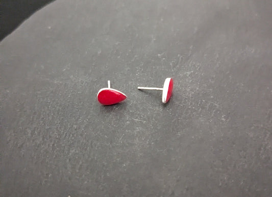 Coral Teardrop Stud Earrings image 1