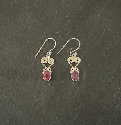 Ruby and Silver Earrings image 0