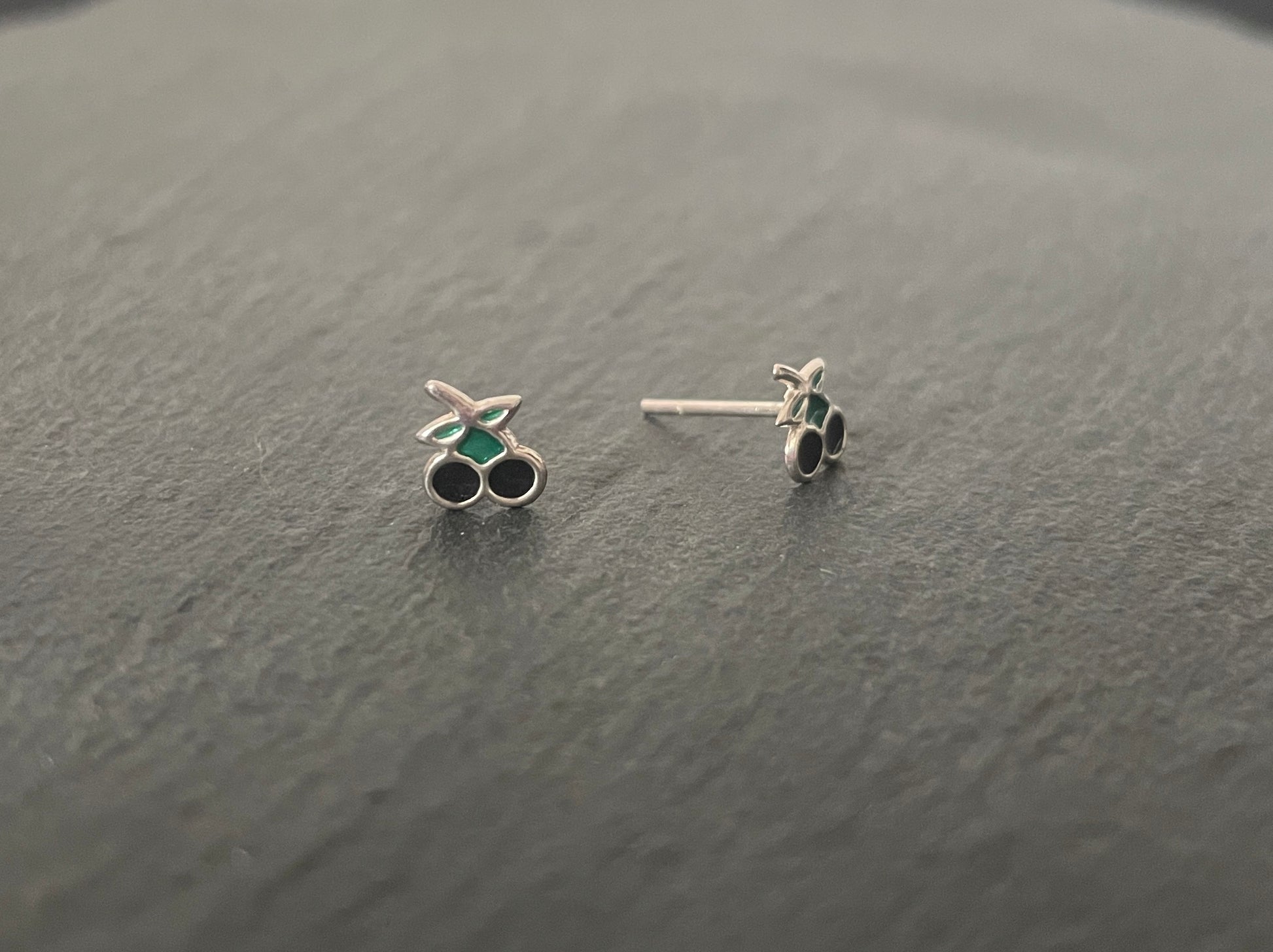 Silver Cherry Studs image 1