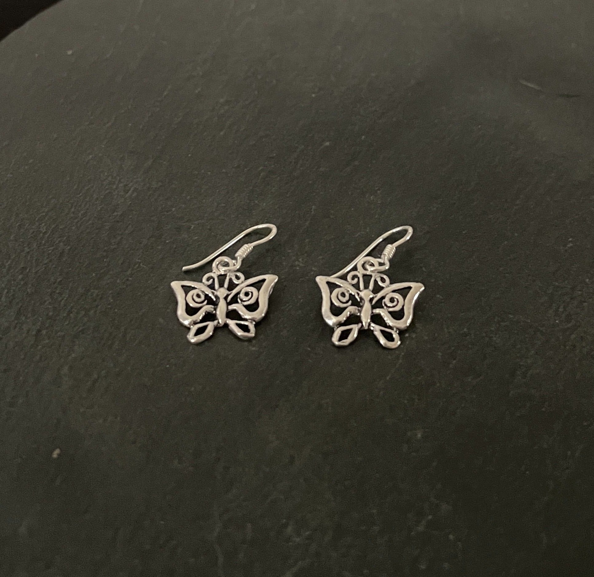 Silver Butterfly Earrings image 1