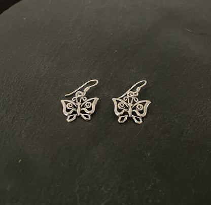 Silver Butterfly Earrings image 1