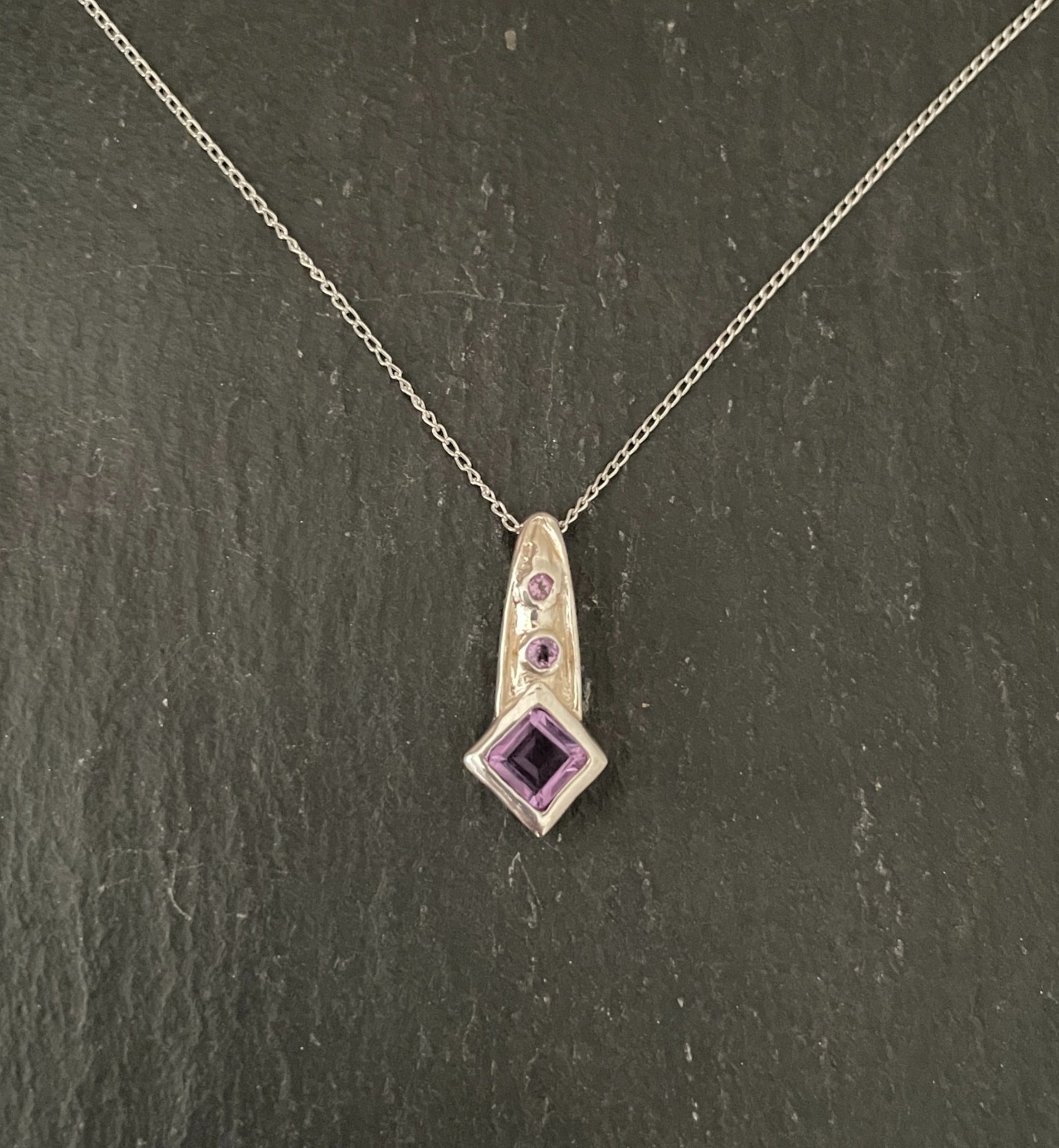 Amethyst and Silver Kite Pendant image 0