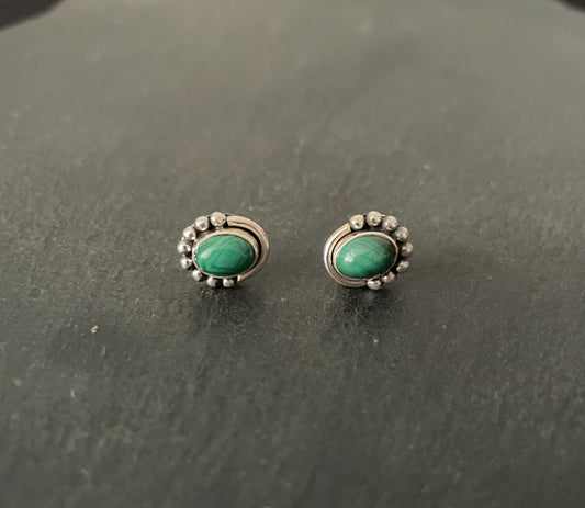 Oval Malachite Stud Earrings image 0