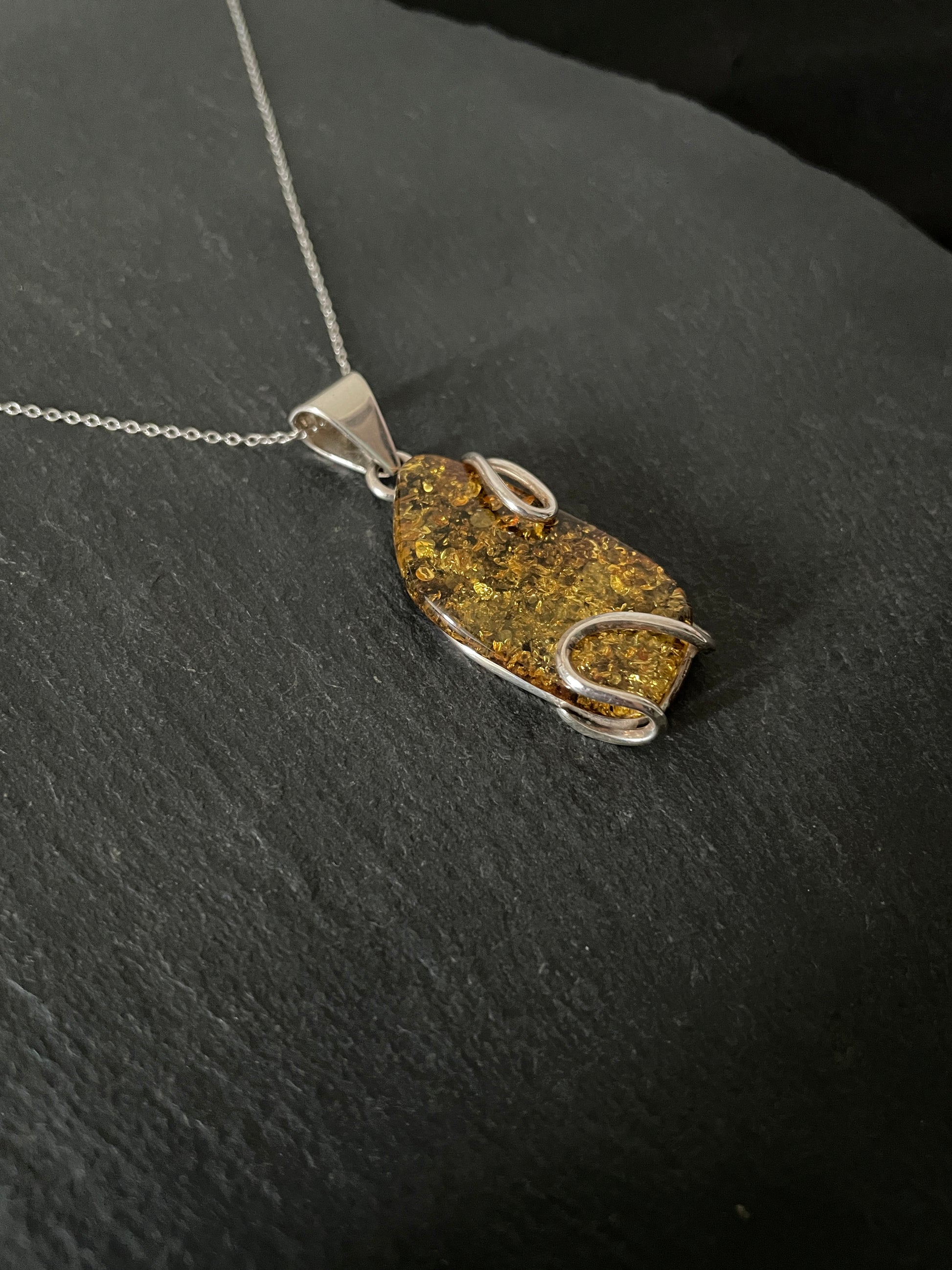 Amber Pendant with Handmade Silver Pendant image 2