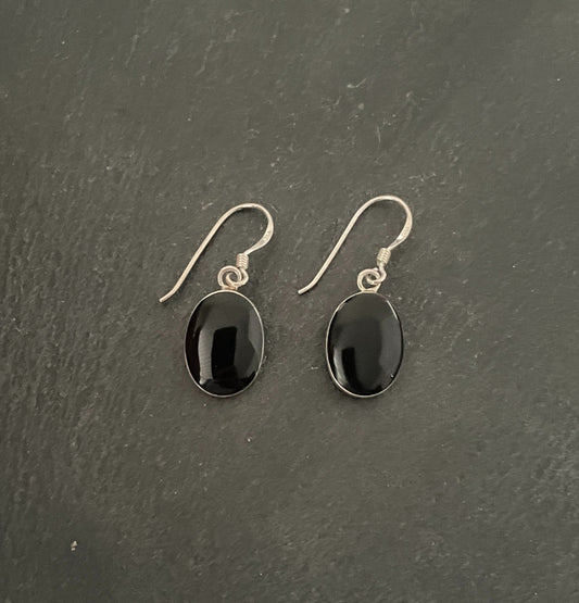Black Onyx Oval Earrings image 0