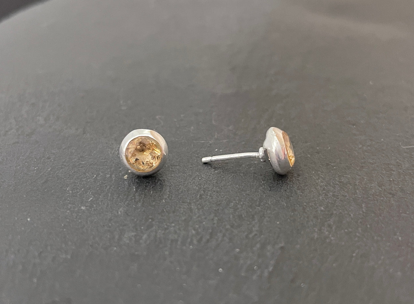 Round Citrine Stud Earrings image 1