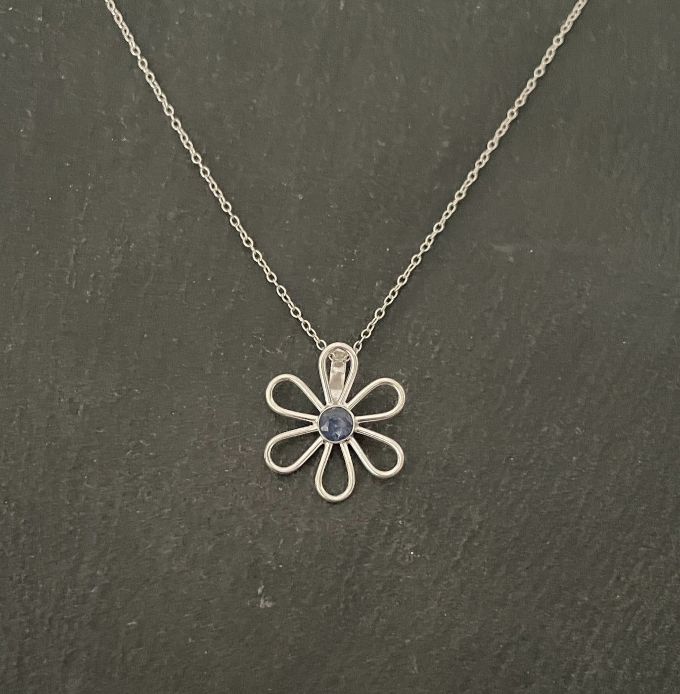 Sapphire and Silver Flower Pendant image 0