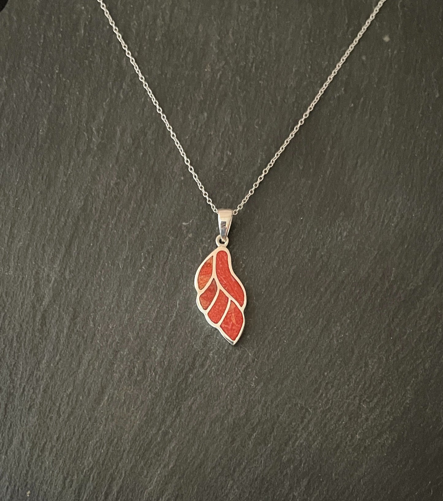 Coral and Silver Pendant image 0