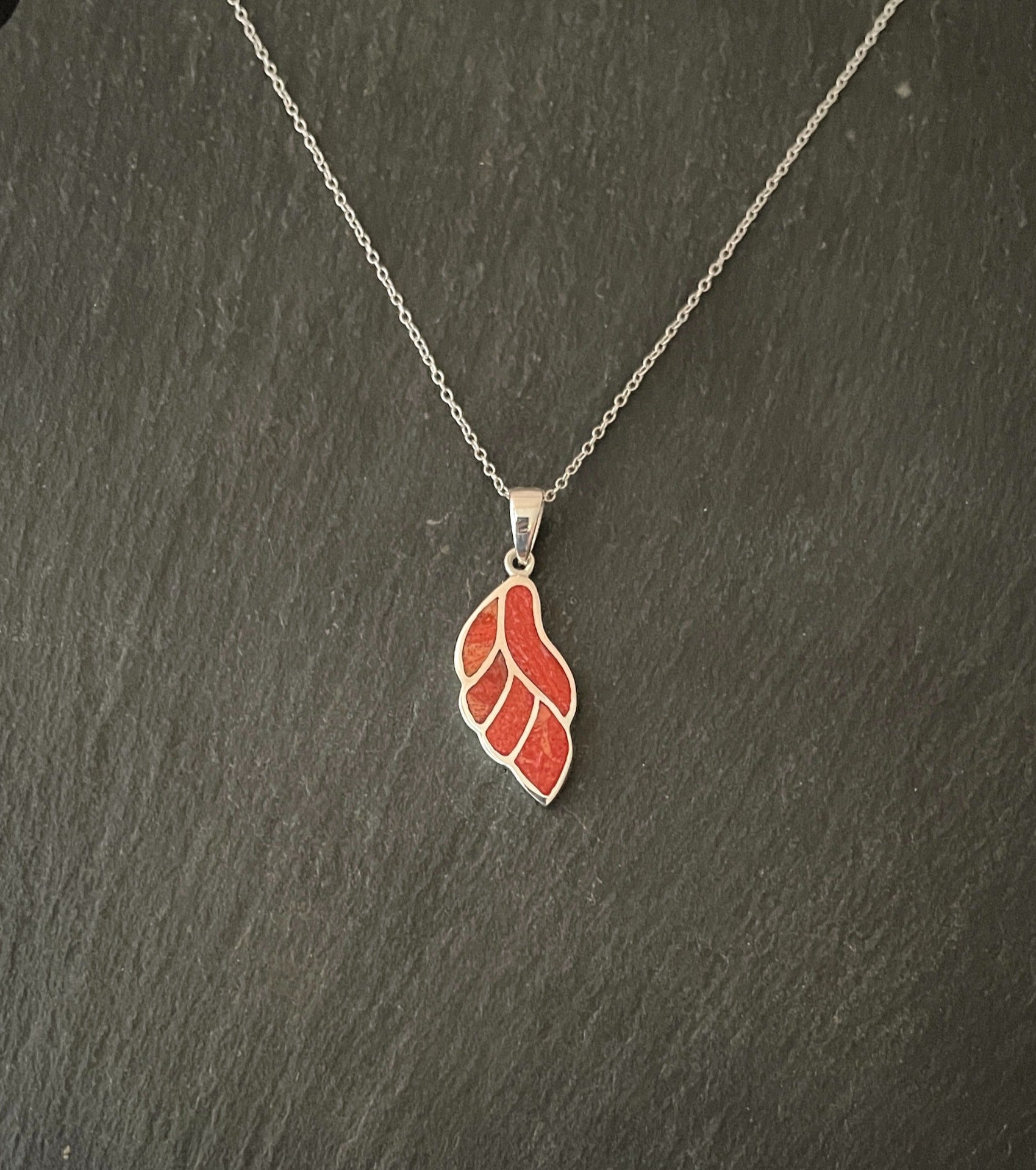 Coral and Silver Pendant image 0